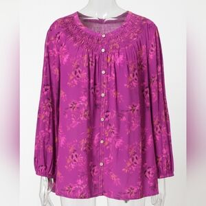 J.Jill Purple Floral Peasant Blouse – Size XL